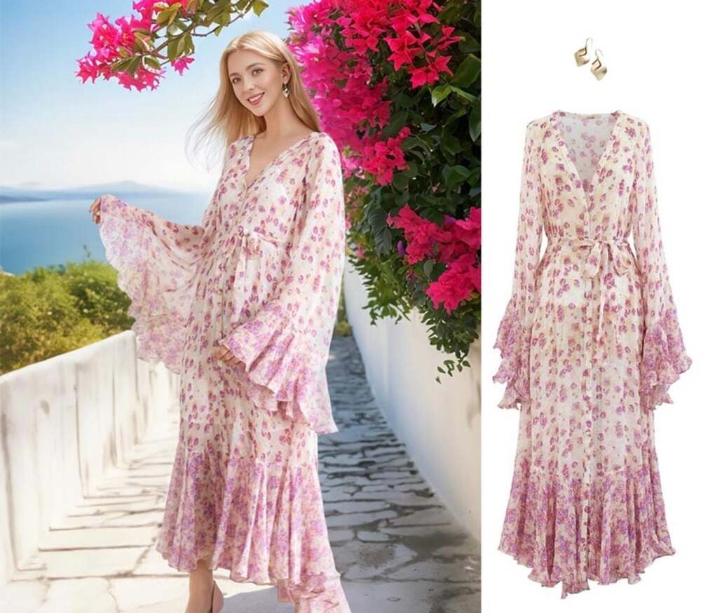 Hemant & Nandita Floral Print Maxi Dress Size XS